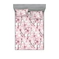 thumbnail image 1 of Asian Springtime Fitted Sheet & Pillow Sham Set, Japanese Feelings Cherry Blossom Pattern Neutral Colors Boho Art, Decorative Printed 3 Piece Bedding Decor, Calking, Blush Eggplant White, by Ambesonne, 1 of 2