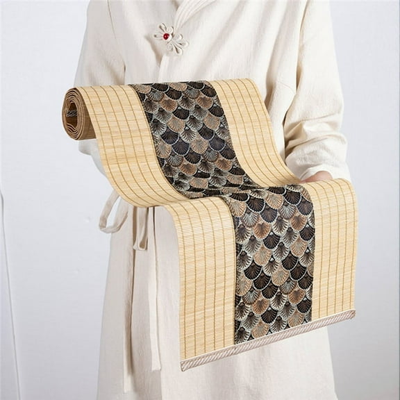 Asian Style Bamboo Table Runner Retro Table Mat Suitable for Kitchen, Dining Room and Bedroom Decoration.