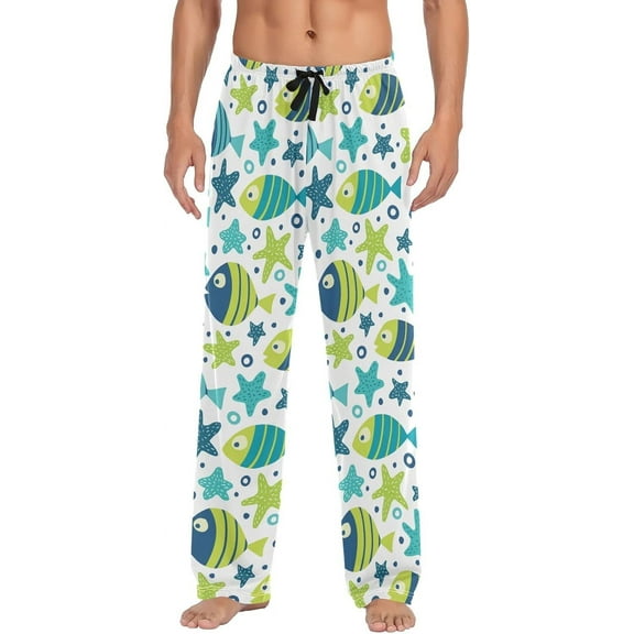 Asian Style Boho Pajama Pants Mens Lounge Pants Lightweight Men Pajama Bottoms with Drawstring Pockets