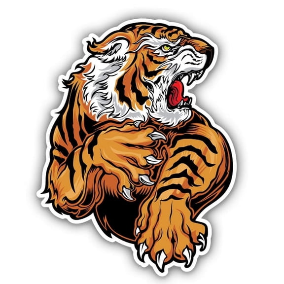 Asian Tattoo Style Tiger - 5" Vinyl Sticker - For Car Laptop I-Pad - Waterproof Decal