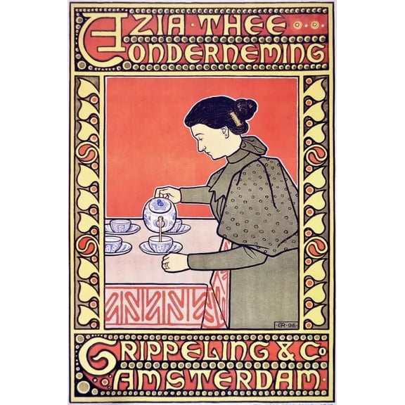 Asian Tea Advertisement Decorative Poster. Graphic Art Design. Home Design. 16 x 24 Inch Poster