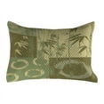 thumbnail image 1 of Asian Themed Quilted Pillowcover, Circle and Branch Silhouette over Vintage Color Oriental Eastern Patchwork Like Art, Standard King Size Accent Pillow Cover Bedroom, 36" x 20", Green, by Ambesonne, 1 of 1