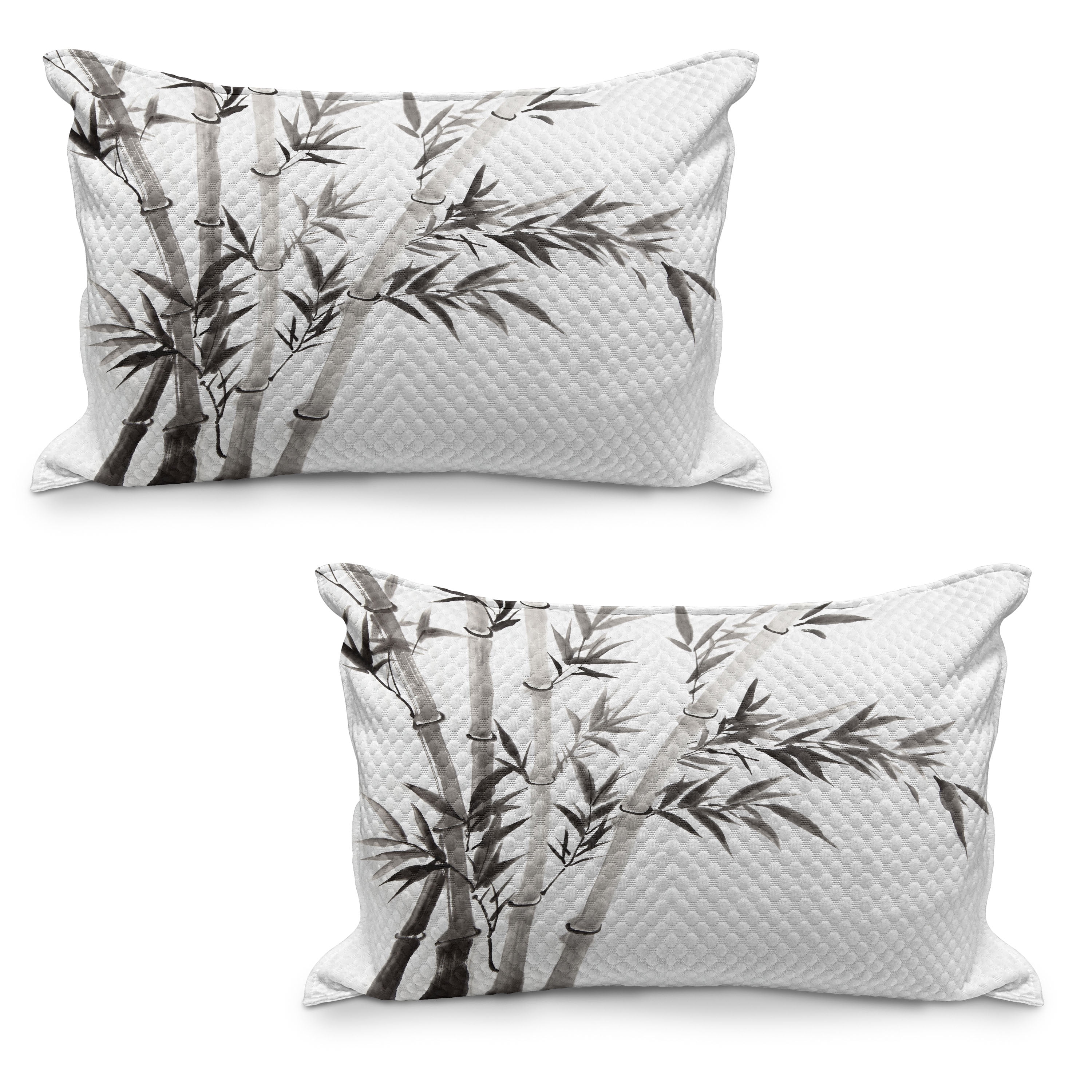 Asian Themed Quilted Pillowcover Set of 2, Traditional Leaves Meaning