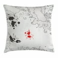 thumbnail image 1 of Asian Throw Pillow Cushion Cover, Koi Fish Swimming in Sketch Grunge Sea Waves Hand Dawn Traditional Artwork, Decorative Square Accent Pillow Case, 20 X 20 Inches, White Black Grey Red, by Ambesonne, 1 of 2