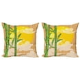 thumbnail image 1 of Ambesonne East Throw Pillow Cover 2 Pack, Exotic Full Moon Clouds Look, 16", Yellow Green Pale Brown, 1 of 2