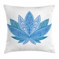 thumbnail image 1 of Asian Throw Pillow Cushion Cover, Zen Design with Paisleys and Swirls on Lotus Petals Eastern Motifs, Decorative Square Accent Pillow Case, 18 X 18 Inches, Purple Grey Blue Petrol Blue, by Ambesonne, 1 of 2