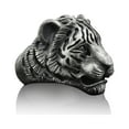 thumbnail image 1 of Asian Tiger Handmade Sterling Silver Men Ring, Wild Cat Animal Ring, Asian Tiger Silver Men Jewelry, 3D Tiger Head Biker Ring, Ring For Men, 1 of 5