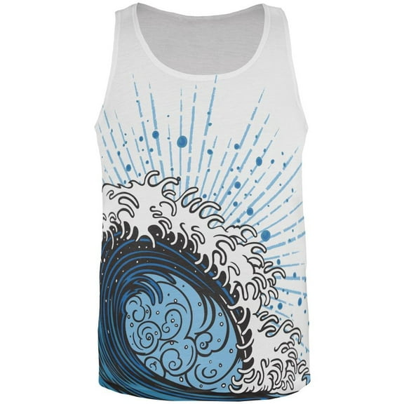 Asian Wave All Over Adult Tank Top - X-Large
