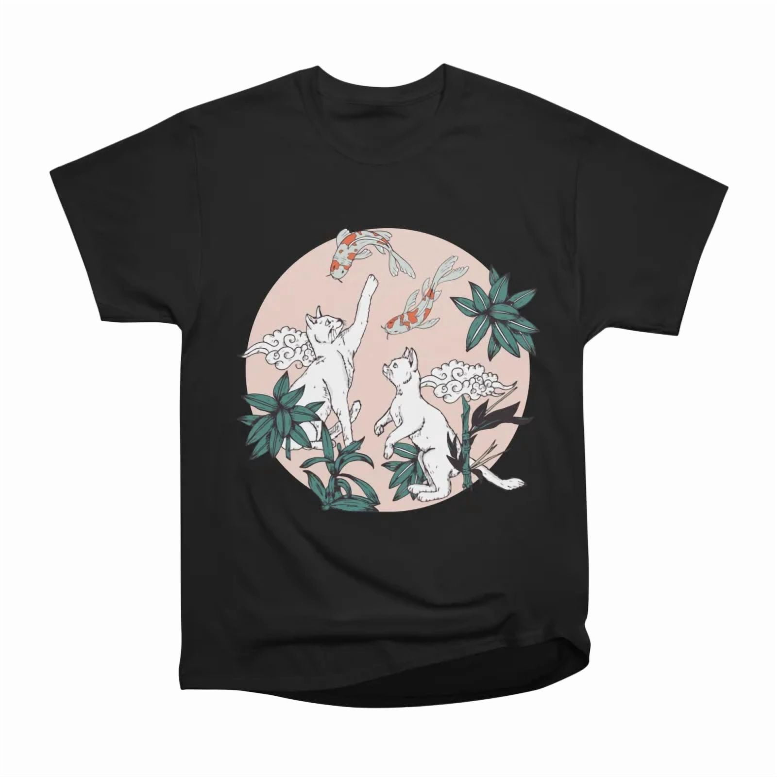 Asian pattern of fish and cats T-Shirt Tee Gift For Him Merch For Her ...