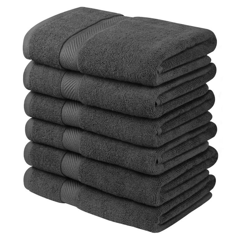 Asiatique Linen - Luxury Medium Gray Bath Towels - Pack of 6 Towels for  Bathroom 24 x 48 inch - 100% Cotton Bathroom Towels 