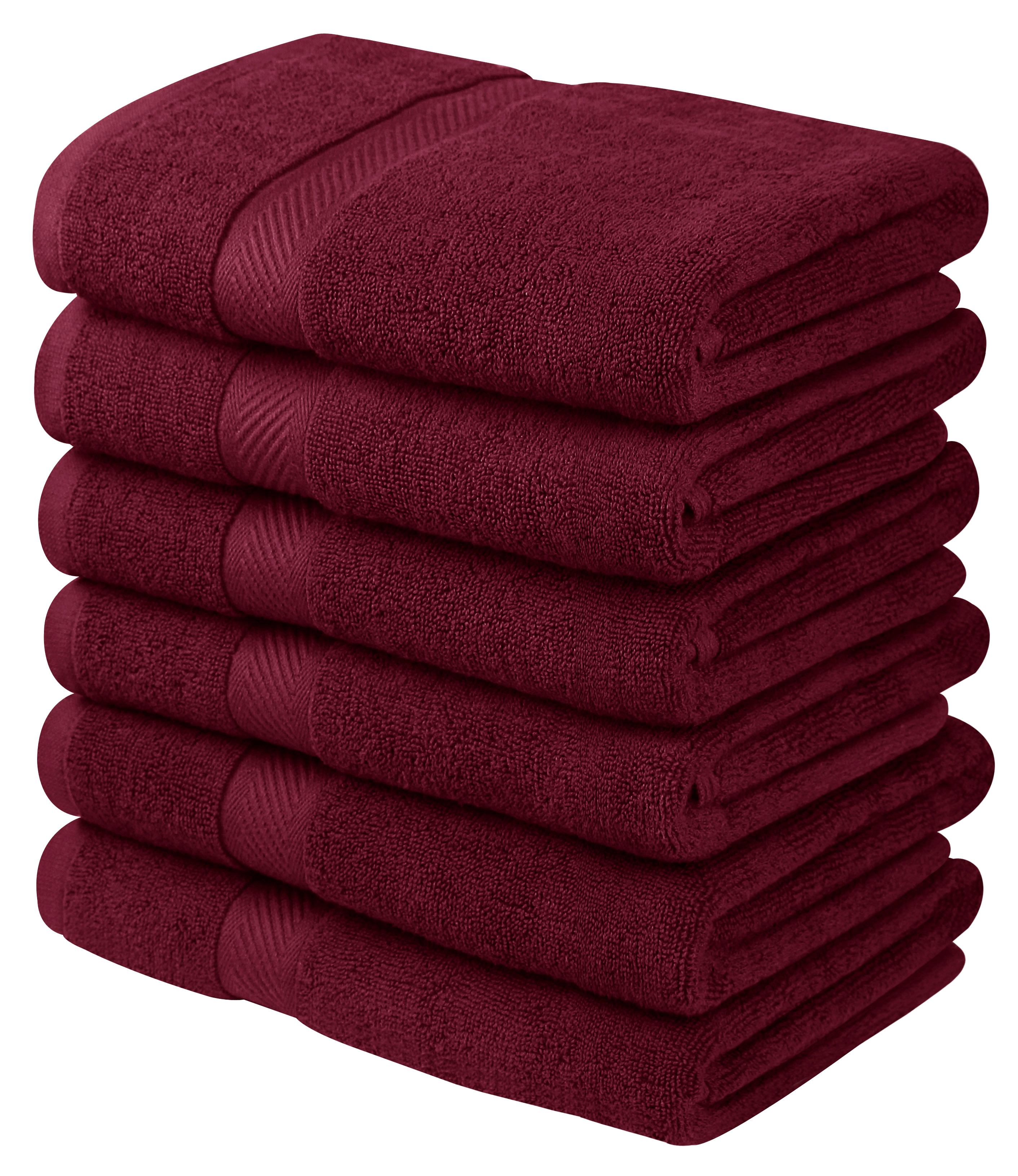 Lavish Home 6Piece 100 Cotton Complete Bath Towels Set, Red