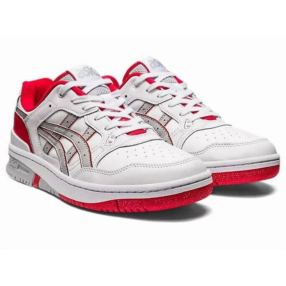 Asics EX89 1201A476-111 Sneakers Men's White Red Leather Sportstyle Shoes LR388 (White,8.5)