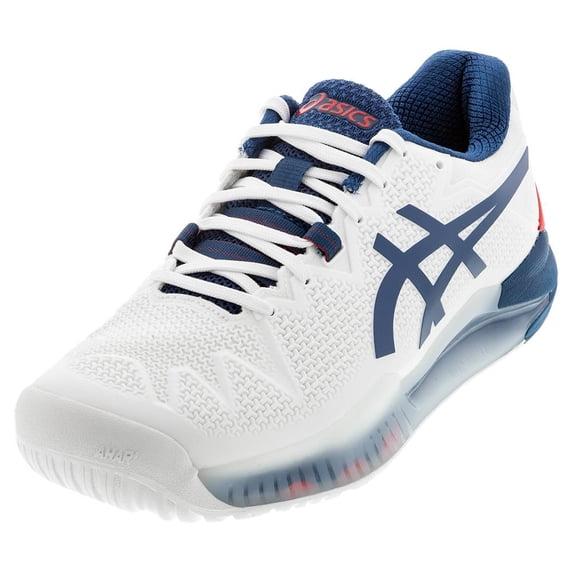 Asics Men`s GEL-Resolution 8 Tennis Shoes White and Mako Blue ( 7 )