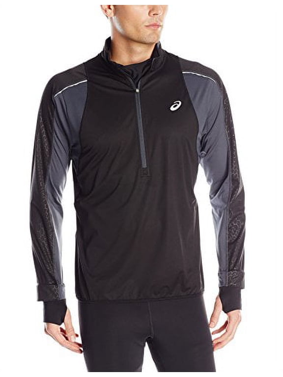 Men's Run Light 1/2 Zip Jacket, Black/Dark Grey, Large