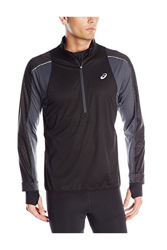 Men's Run Light 1/2 Zip Jacket, Black/Dark Grey, Large