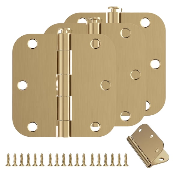 Rounded 3.5 Inch Champagne Bronze Door Hinges 5/8" Radius