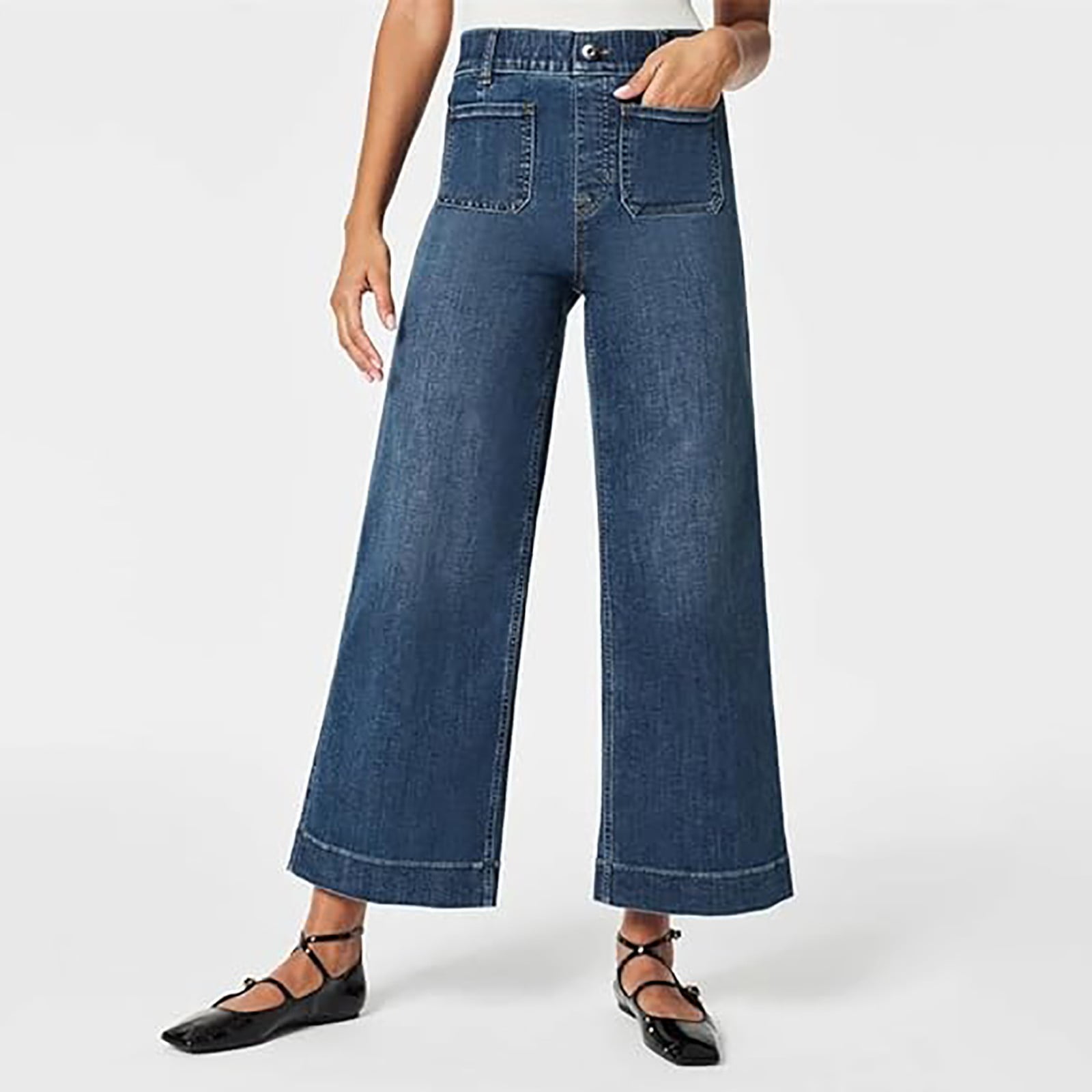 Asilion Tummy Control Twill Cropped Wide Leg Pant
