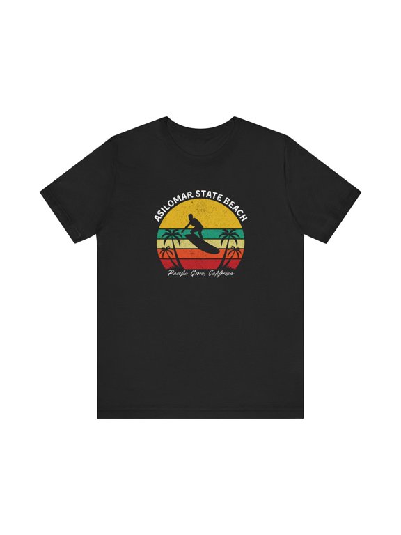 Asilomar State Beach Pacific Grove CA Surf T-Shirt Retro Sunset Surfer Men's Tee