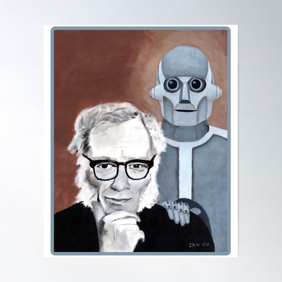 Asimov And His Robot Poster Wall Art, Modern Wall Decor, 12x18 UNFRAMED