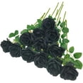 thumbnail image 1 of Asisol 12PCS Artificial Flower Fake Roses with Long Stems for Valentine's Day Wedding Bouquets Centerpieces Bridal Shower Party Home Decor (Black Green), 1 of 7