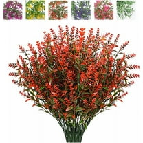 Asisol Artificial Lavender Flowers Plants 8 Bundles UV Resistant Faux Outdoor Plastic Greenery Shrubs Plants Hanging Planter Kitchen Home Wedding Office Garden Decor (Orange Red)