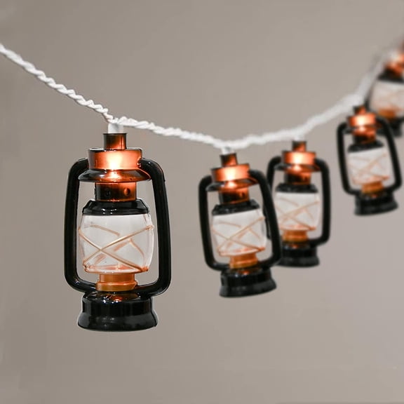 Asisol Black Mini Kerosene String Lights, 10FT Vintage Fairy Decorative Lights with 20 Mini Black Kerosene Lights, for Indoor Outdoor Lantern Bedroom Camping Wedding Garden Holiday
