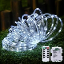 Asisol Christmas LED Rope Lights Indoor Outdoor, Battery Operated 23ft 50 LED Waterproof String Lights 8 Modes Lighting with Remote for Christmas Party Garden Home Decoration
