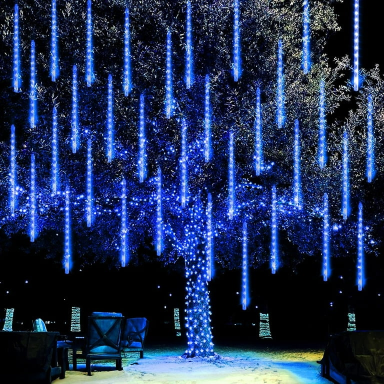 Asisol Christmas Light Meteor Shower Rain Lights 20 Inch 8 Tubes Waterproof Plug in Falling Rain Lights Christmas Decorations for Xmas Bushes Tree