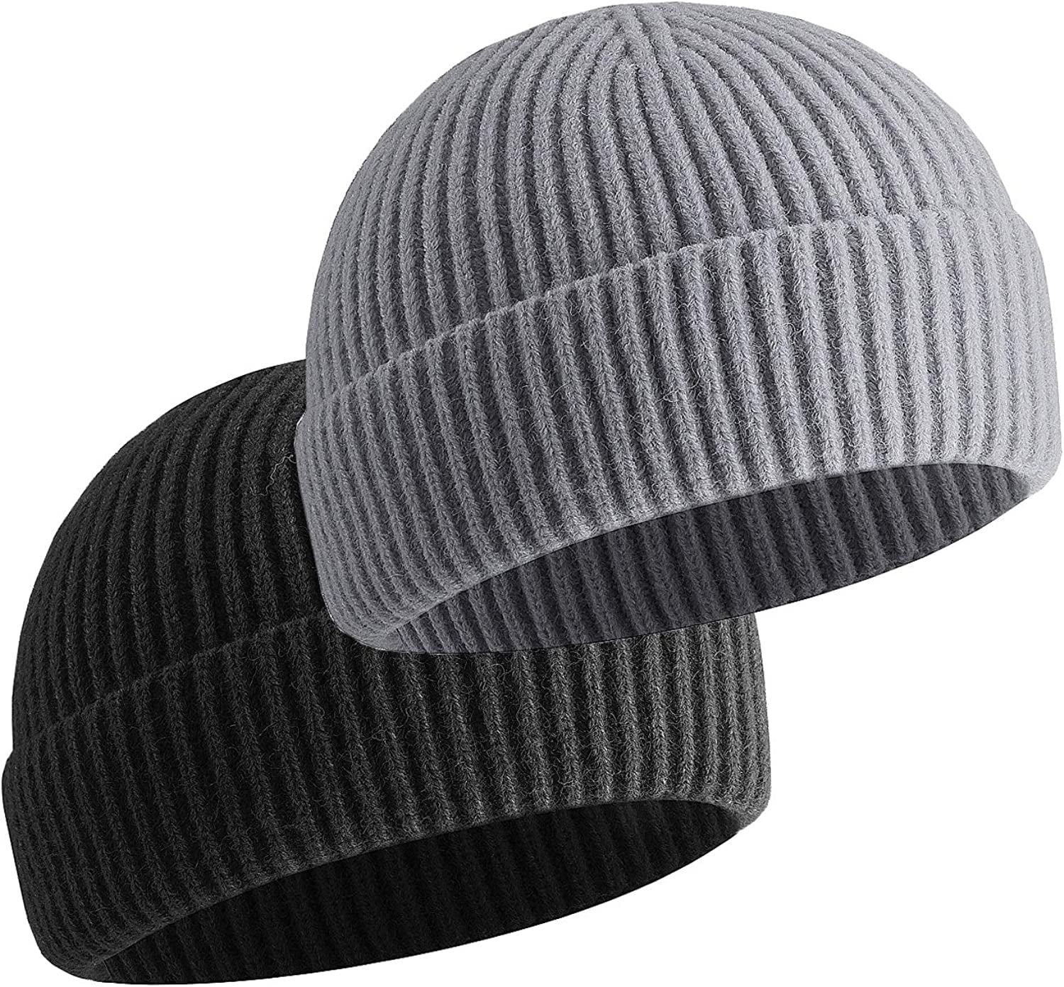 Asisol Men's Short Fisherman Beanie, Swag Wool Knit Cuff