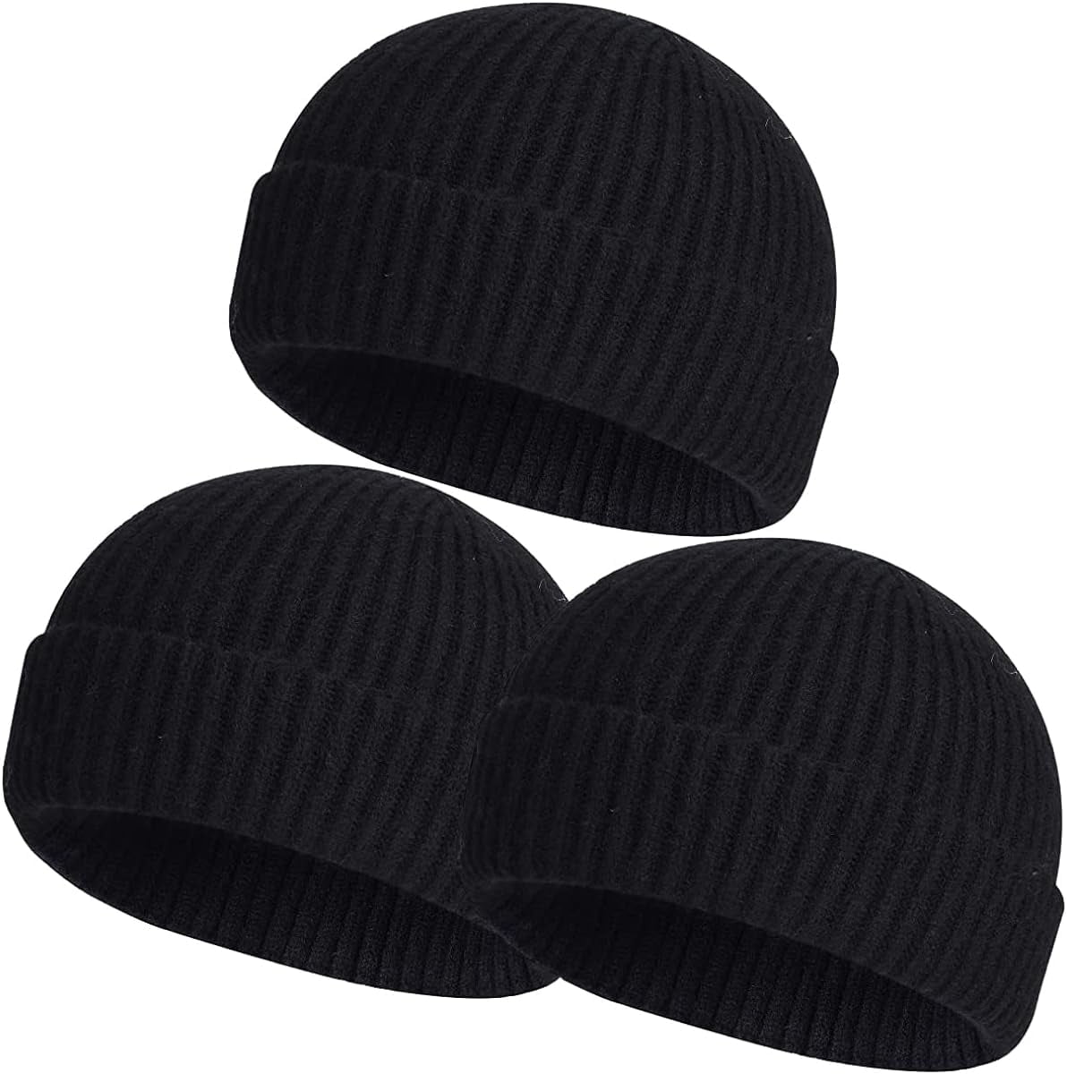 Asisol Men's Short Fisherman Beanie, Swag Wool Knit Cuff
