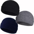 thumbnail image 1 of Asisol Mens Beanie Hats Roll-up Edge Spring Summer Autumn Winter Slouchy Beanies for Men Women, 1 of 6