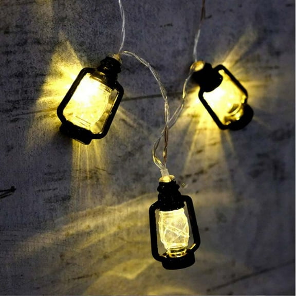 Asisol Mini Kerosene Lantern String Lights, 10ft 20 LED Battery Powered Retro Fairy Lights for Indoor Outdoor Camping Room Patio Yard Home Decor