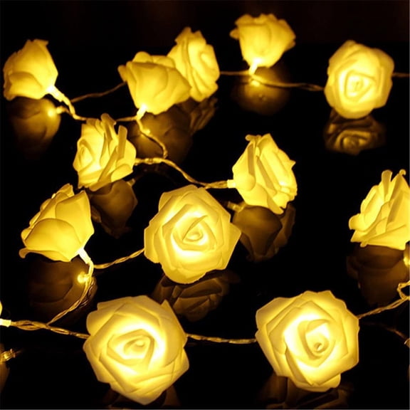 Asisol Rose Flower Fairy String Lights 6.5ft 20 LED Battery Operated Indoor String Lights Romantic Gift for Date Wedding Party Bedroom Girl Girlfriend Valentine's Day Decor (Warm White)