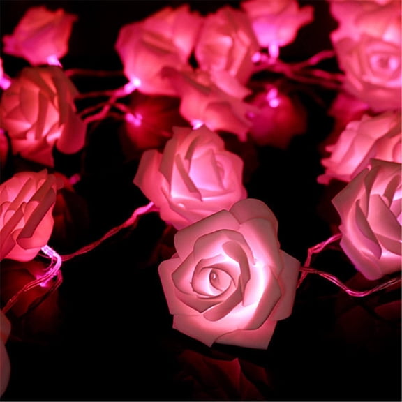 Asisol Rose Flower Fairy String Lights 6.5ft 20 LED Battery Operated Indoor String Lights Romantic Gift for Date Wedding Party Bedroom Girl Girlfriend Valentine's Day Decor (Pink)