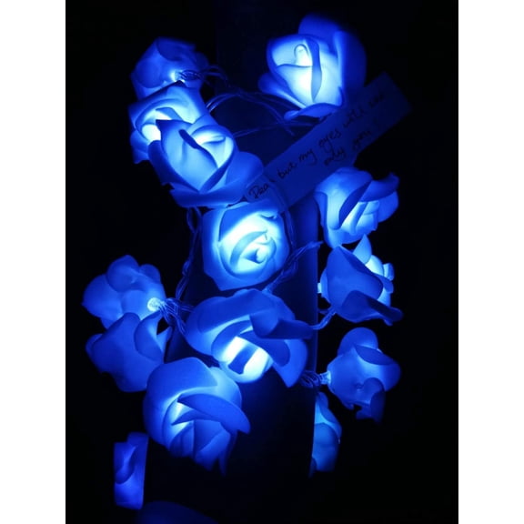 Asisol Rose Flower String Lights Battery Operated, 6.5ft 20 LED Fairy Lights for Valentine's Day Wedding Propose Marriage Home Party Indoor Outdoor Decorations (Blue)