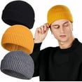thumbnail image 1 of Asisol Winter Short Fisherman Beanie Hat Trawler Beanie Watch Hat Edge Skullcap for Men Women, 1 of 7