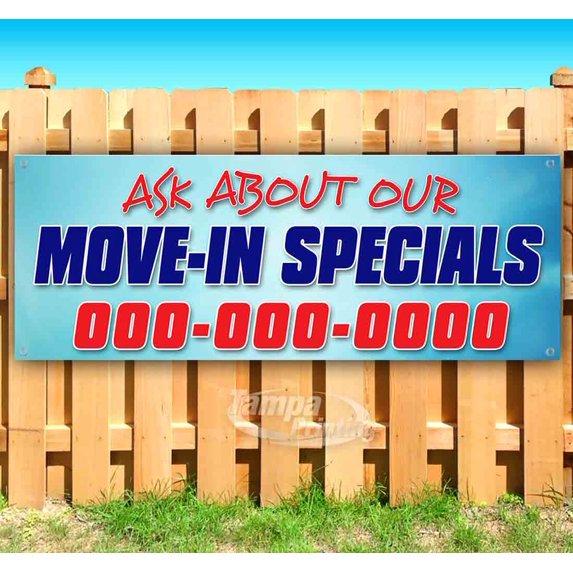 Ask About Our Move-In Specials 13 oz Vinyl Banner With Metal Grommets