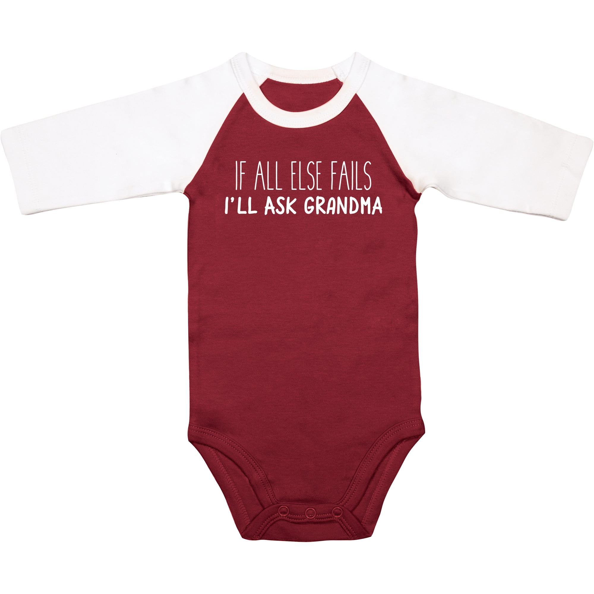 Ask Grandma - 12-24 Months 3/4 Length Sleeve Maroon Onesie