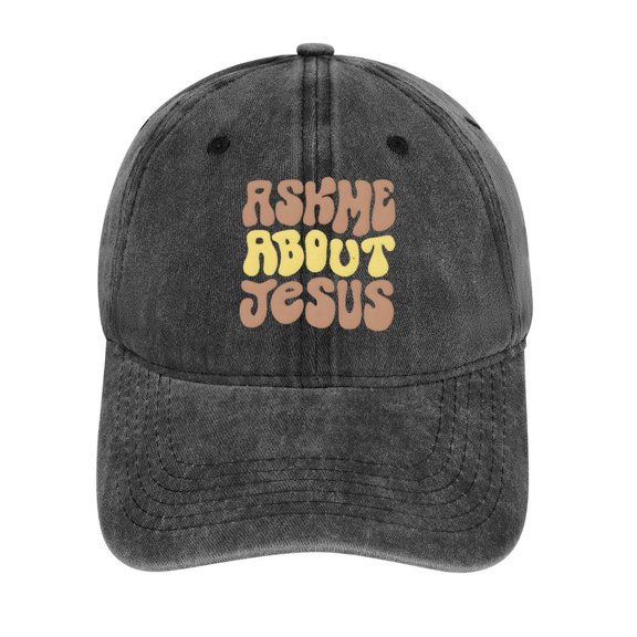 Ask Me About Jesus Charcoal Baseball Cap for Men Women, Adjustable Snapback Hats Cotton Hat
