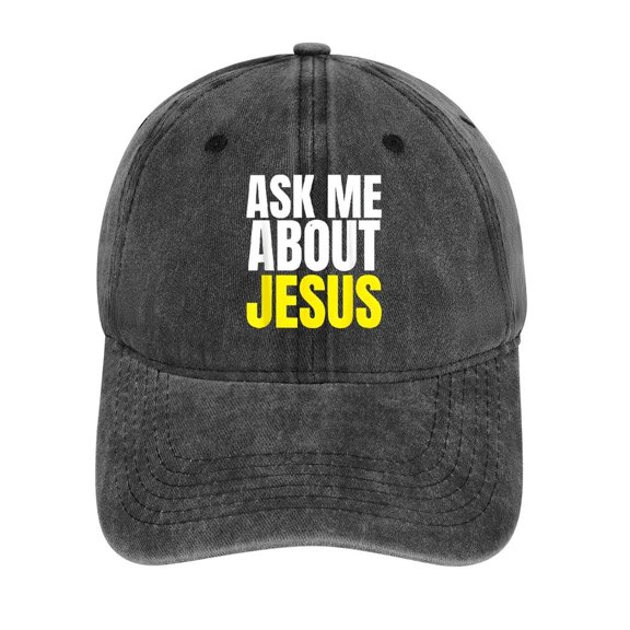 Ask Me About Jesus Charcoal Baseball Cap for Men Women, Adjustable Snapback Hats Cotton Hat