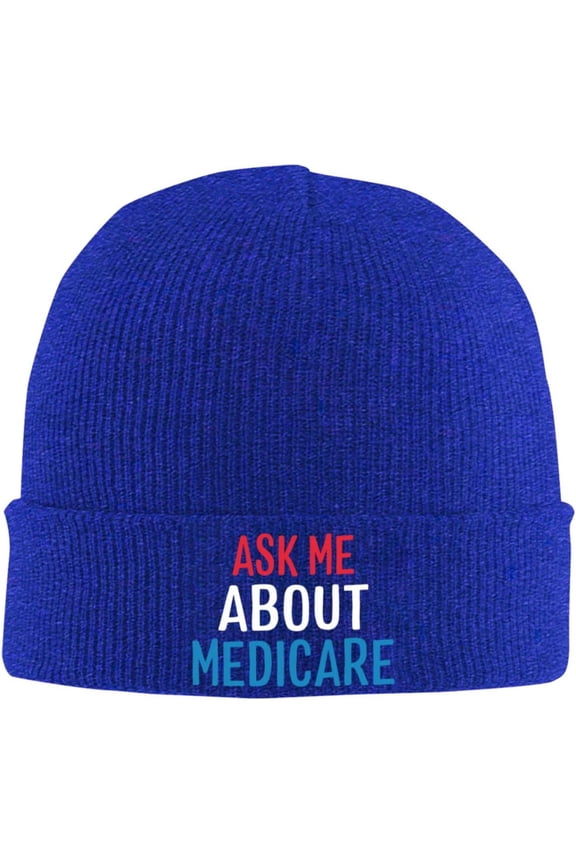 Ask Me About Medicare Beanie Hat Men Winter Knit Hat Women Slouchy Skull Cap Knitted Hat Sleep Caps Hedging Hat Black