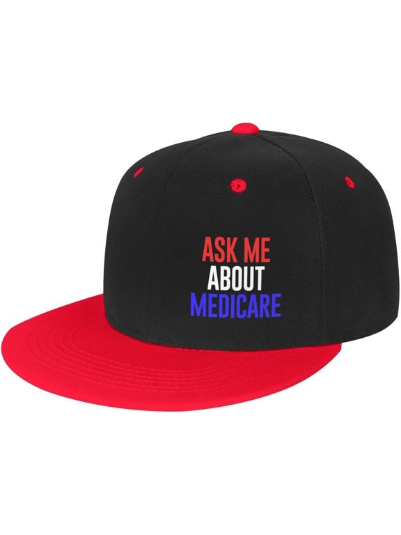 Ask Me About Medicare Gifts Trucker Hat Baseball Cap Men Running Hat Women Sun Hat Dad Hat Ponytail Hat White