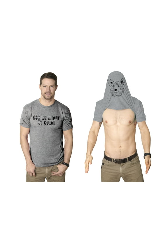 Ask Me About My Corgi T Shirt Funny Dog Flip Puppy Lover Owner Costume Graphic Graphic Tees