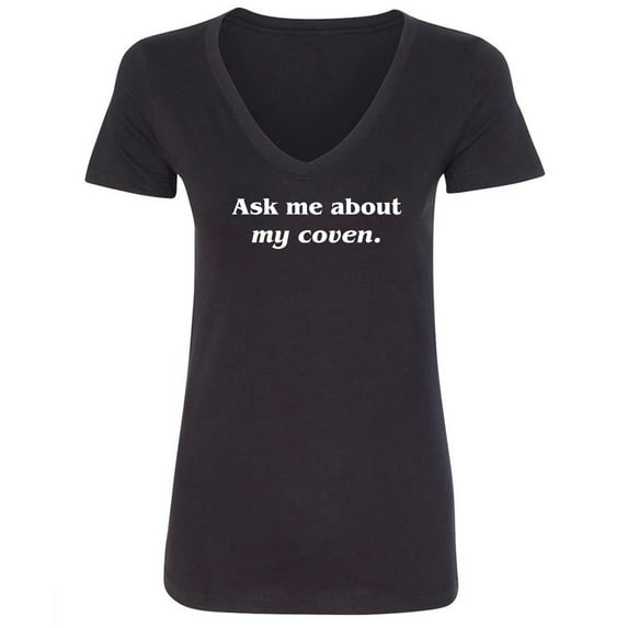 Ask Me About My Coven Womens V-Neck Tee