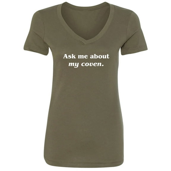 Ask Me About My Coven Womens V-Neck Tee