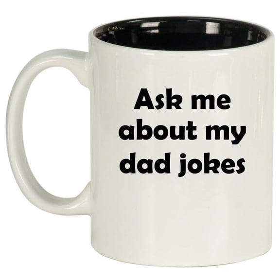 Ask Me About My Dad Jokes Father Funny Ceramic Coffee Mug Tea Cup Gift for Him, Father's Day Gift, Gift For Dad (11oz White)