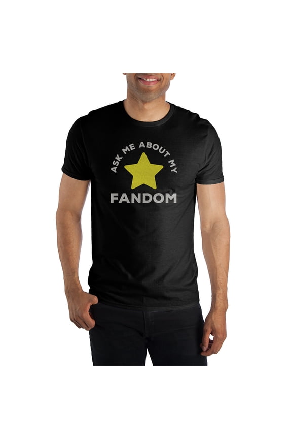 Ask Me About My Fandom Men's black T-Shirt Tee Shirt-X-Large