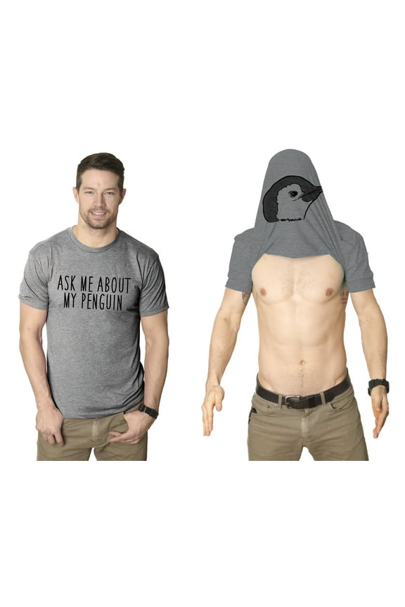 Ask Me About My Penguin Flip Up T Shirt Funny Penguins Tee Costume Shirt Graphic Tees
