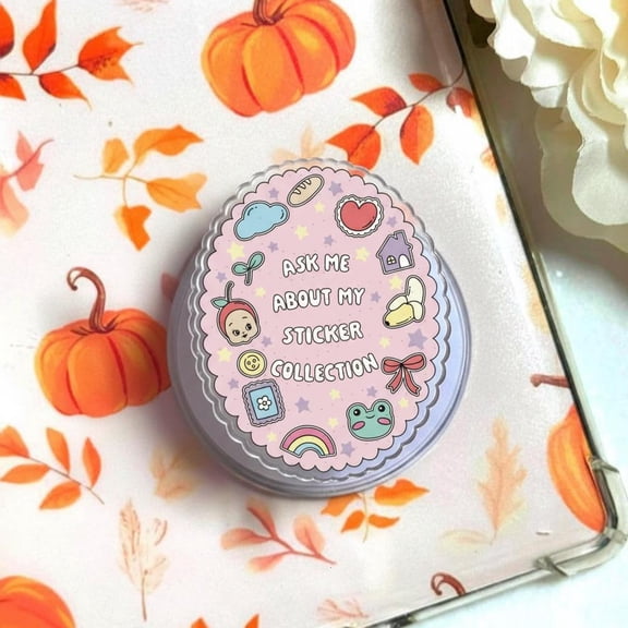 Ask Me About My Stickers Phone Grip, Kawaii MagSafe Holder, Cute Stationery Lover Griptok, Unique Gift for Hardcore Readers