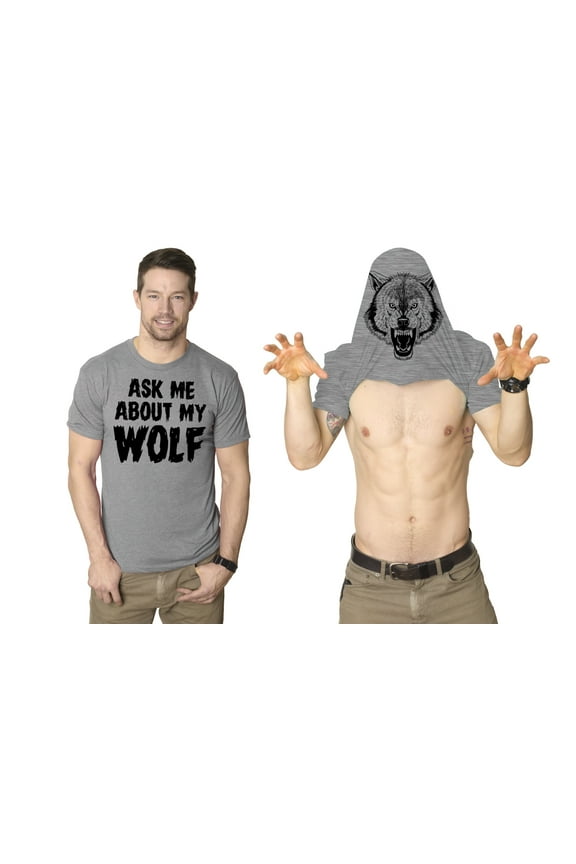 Ask Me About My Wolf Flip T Shirt Cool Design Funny Saying Novelty Graphic Graphic Tees